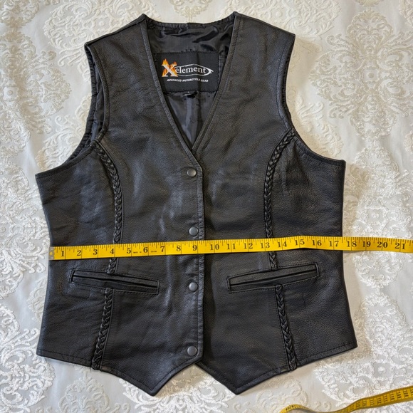 Xelement Motorcycle Genuine Leather Vest With Braided Detail Black Size Large - Picture 6 of 8